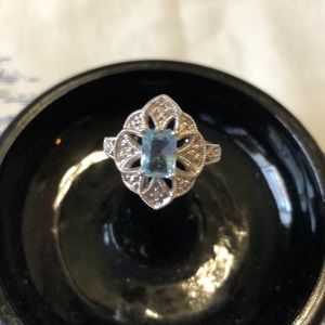 Sterling Silver & Blue Topaz Vintage style ring